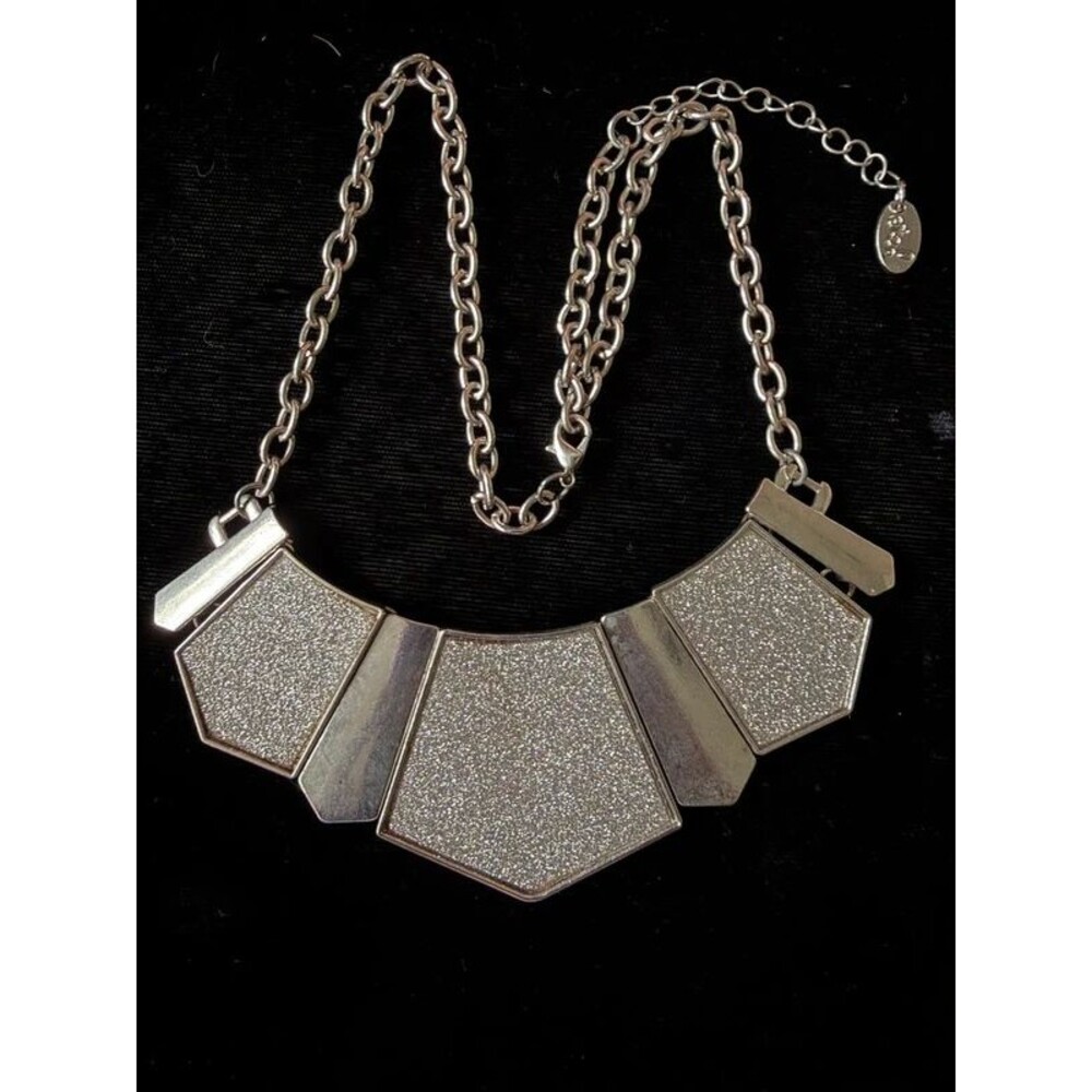 Y2K Daisy etc! Silver Glitter Bib Statement Necklace